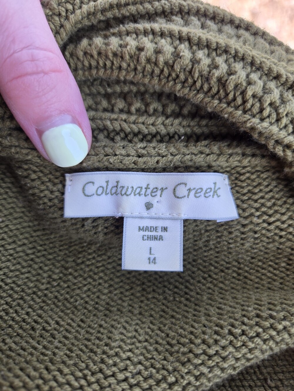 Coldwater Creek Olive Green Knit Sweater Women’s Large - Picture 2 of 16